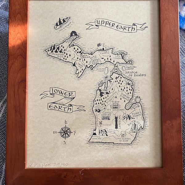 Lord of the Rings / the Hobbit Middle Earth Map of Michigan - Etsy