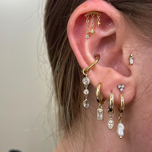 Designed for the RIGHT Ear Vertical Helix/ 925 Silver Helix Chain ...