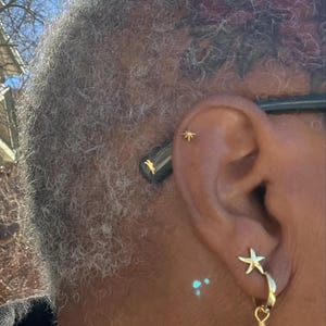 Review photo by Etsy buyer for Ceramic Seashell Earrings with Gold Vermeil Hoops