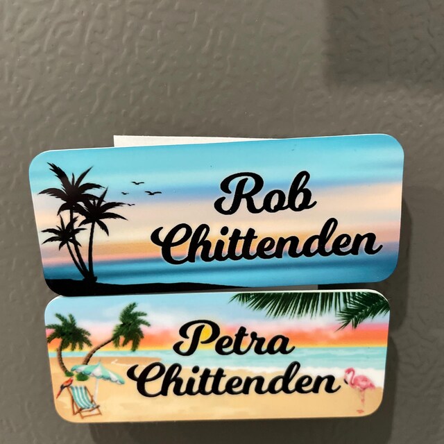 Tropical Beach Name Badge, Personalized Plastic ID Name Tag