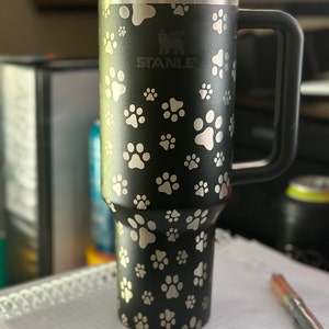Etched Paw Puppy Print 40 oz Tumbler with Handle Stanley Dupe Stainless  Steel (Brown)