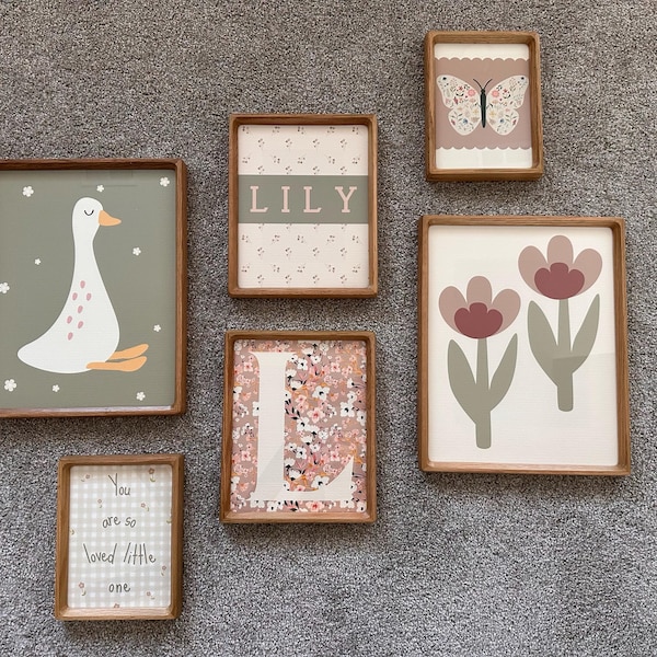 Set of Girls Dusty Pink and Sage Green Gallery Wall Prints for a Girls ...