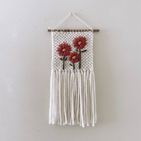 Botanical Handmade Woven Embroidery Wall Hanging Gift Art Home Decor ...