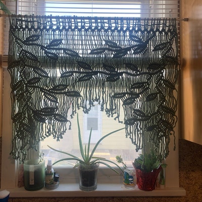 Macrame Leaf Window Curtain Vintage Valances Macrame Leaves - Etsy