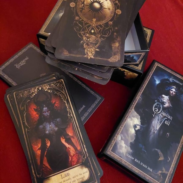 Obsidian Veil Oracle Card Deck: Antique Shadow Work, Feminine Deities ...