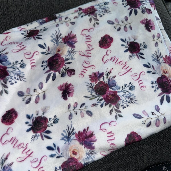 Personalized Baby Blanket With Name – Custom Floral Blanket For Newborn Girls, Soft & Cozy Gift