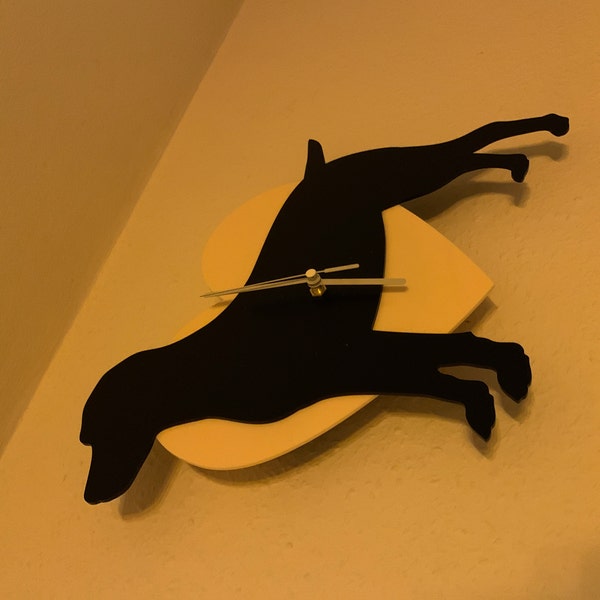 Wagging Tail Labrador Dog - Black & Yellow Silhouette - Wall Clock - Etsy