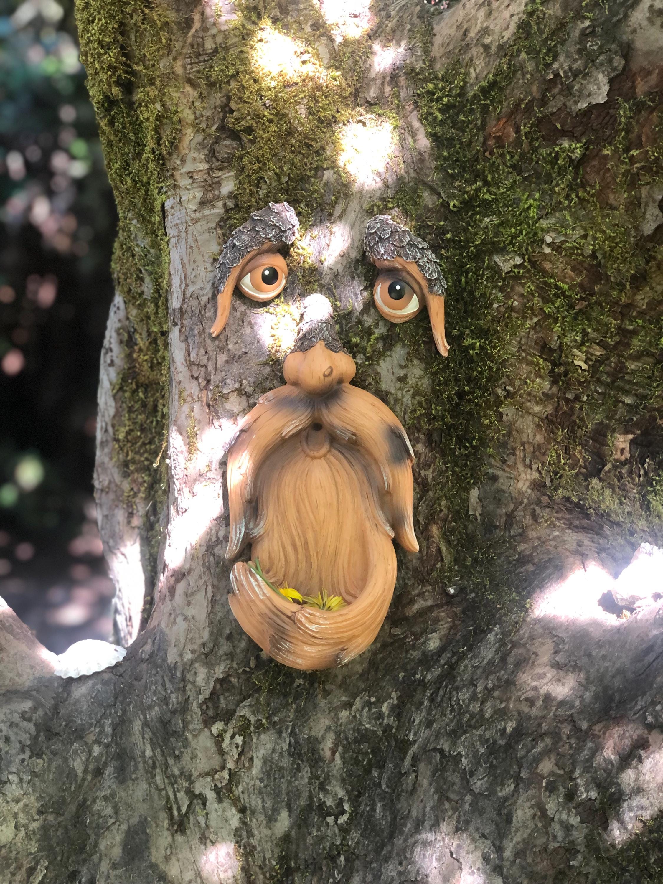 Tree Faces Garden Decor –Tree Hugger Bird Feeder– Yard Art– gift for dad- tree decorations outdoor- Garden Sculpture- Magical face for tree