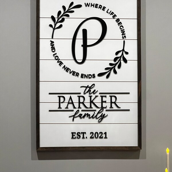 Personalized Family Name Sign: 3D Raised Letter Shiplap Wall Art ...