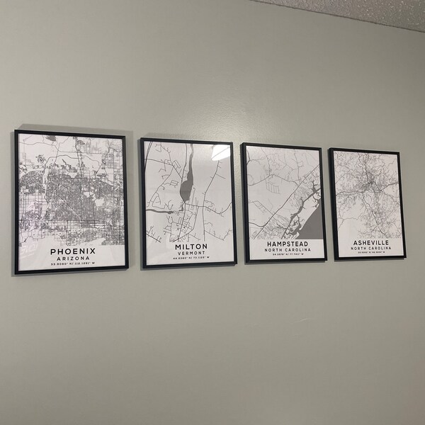Personalized City Map Print Set: Custom Home Town Art (set of 3) - Etsy