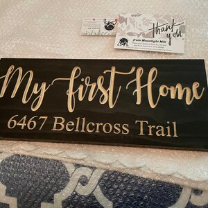 (1664) 直筆サイン入り 区麗情/Come On-A My House My First Home Address Sign, Wood Sign, Personalized, Housewarming