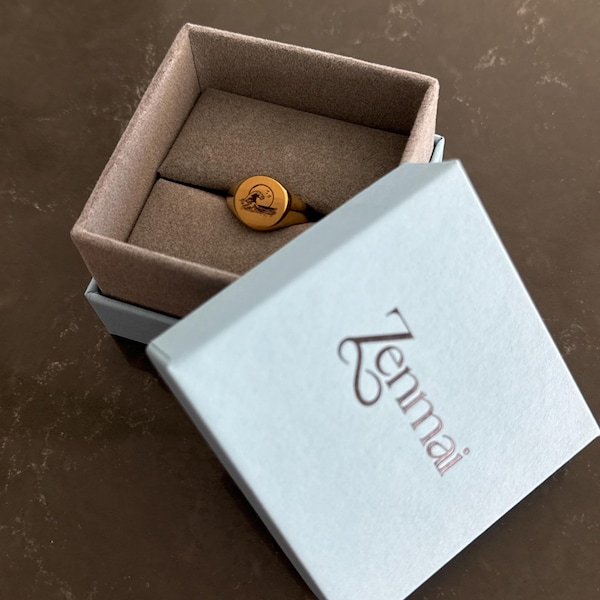 Space Pattern Signet Ring • Stainless Steel Gold Ring • Minimalist ...