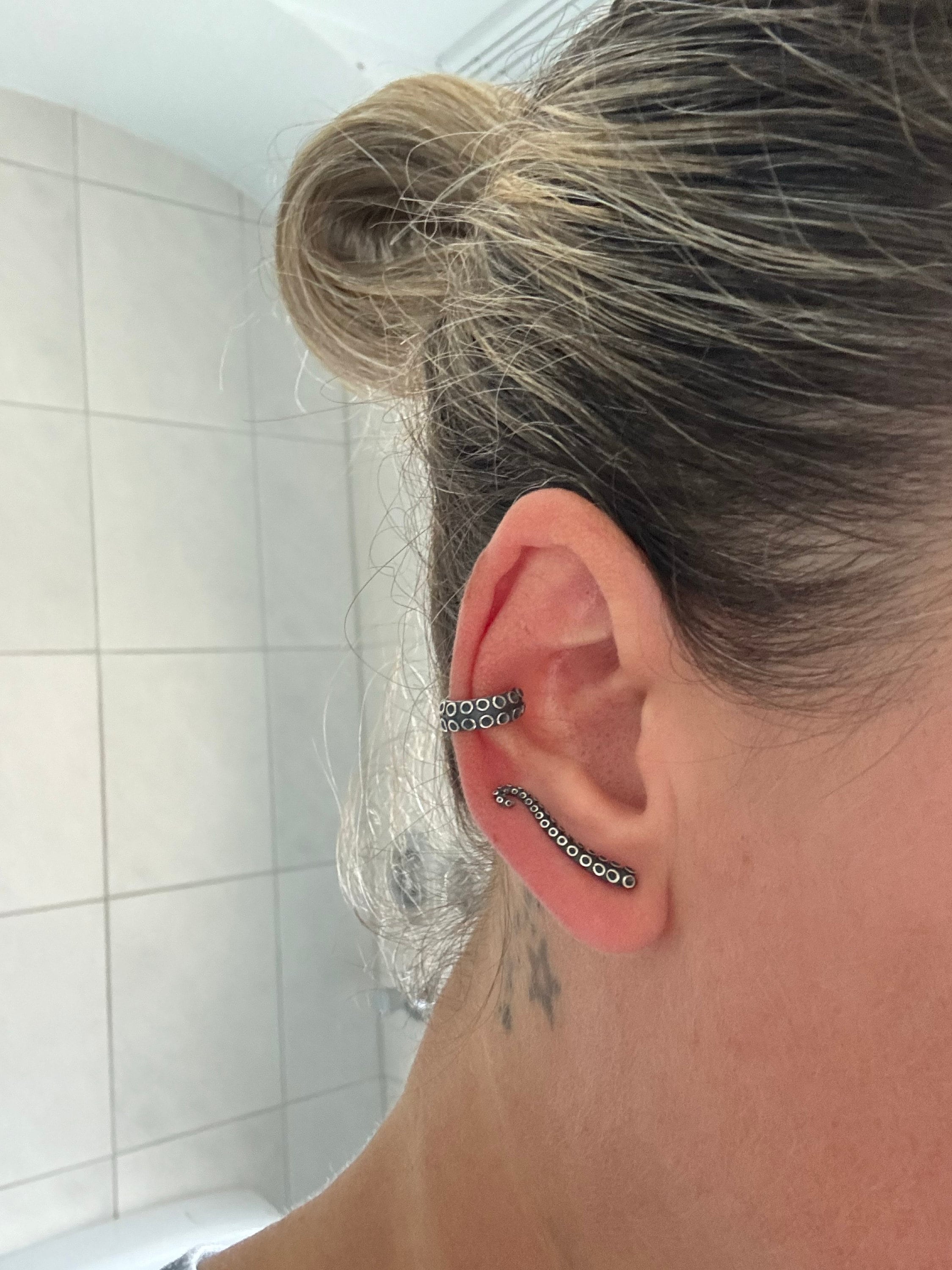Octopus Ear Climber Earrings Sterling Silver 925 Ear Cuff Earrings Boho Jewelry Tentacle Ear Crawler Gift for Her Christmas Gift - FES001