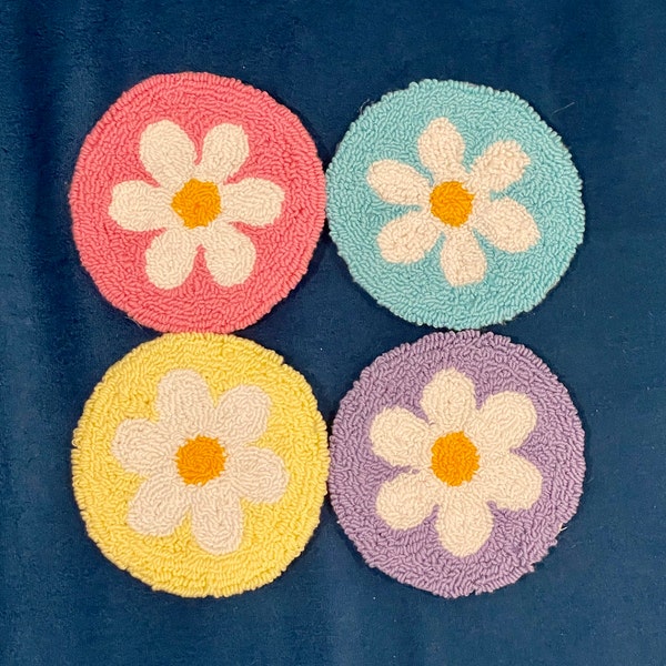 DIY Punch Needle Coaster Kit 4 PCS /tufting Coaster Kit/ Punch Needle ...