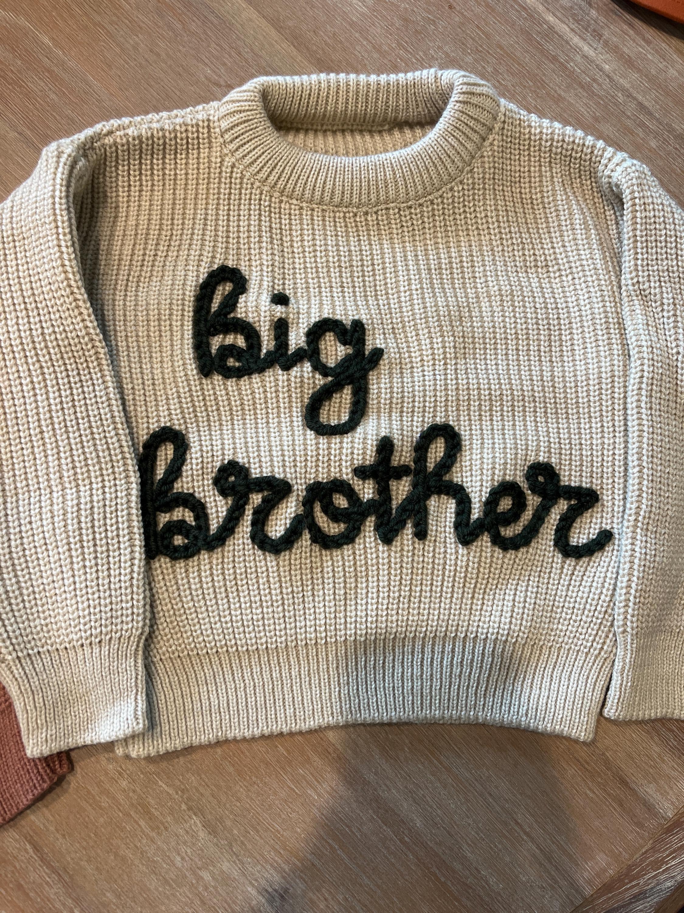 Big Sister Sweater, Personalized Baby Name Sweater, Knit Sweater Toddler, Embroidered Big Bro , Custom Baby Gifts Sweater with Name