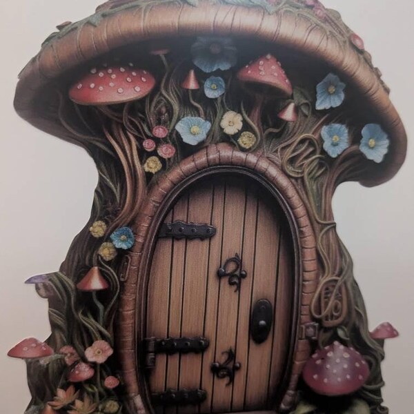 Mushroom Cottage Fairy Door Decal - Etsy