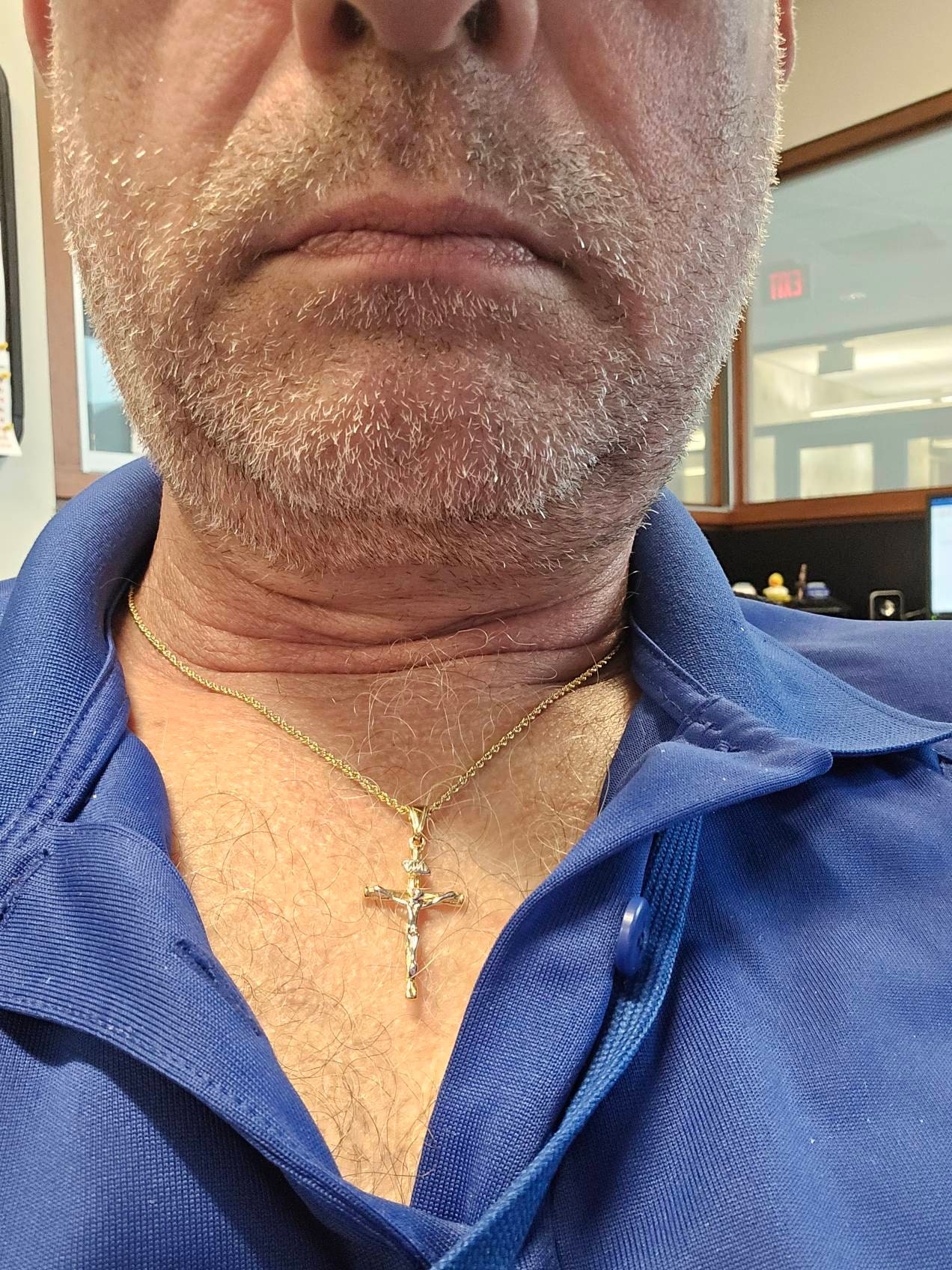 18k Gold Cross Necklace, Gold Cross Necklace, Men WATERPROOF Necklace, Gold Cross Pendant Christian Jewelry, Gift For Him Gift For Boyfriend