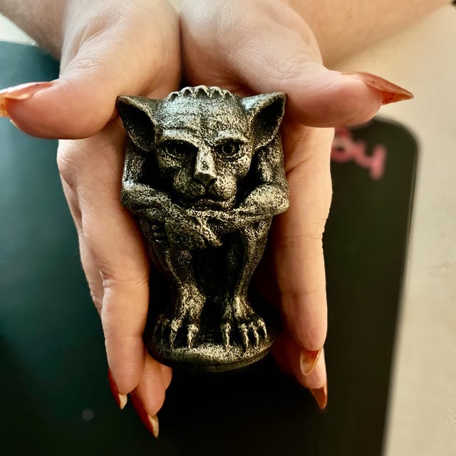 Gothic Imp Gargoyle, Small Irving in Blackened Iron, Cast Shadows