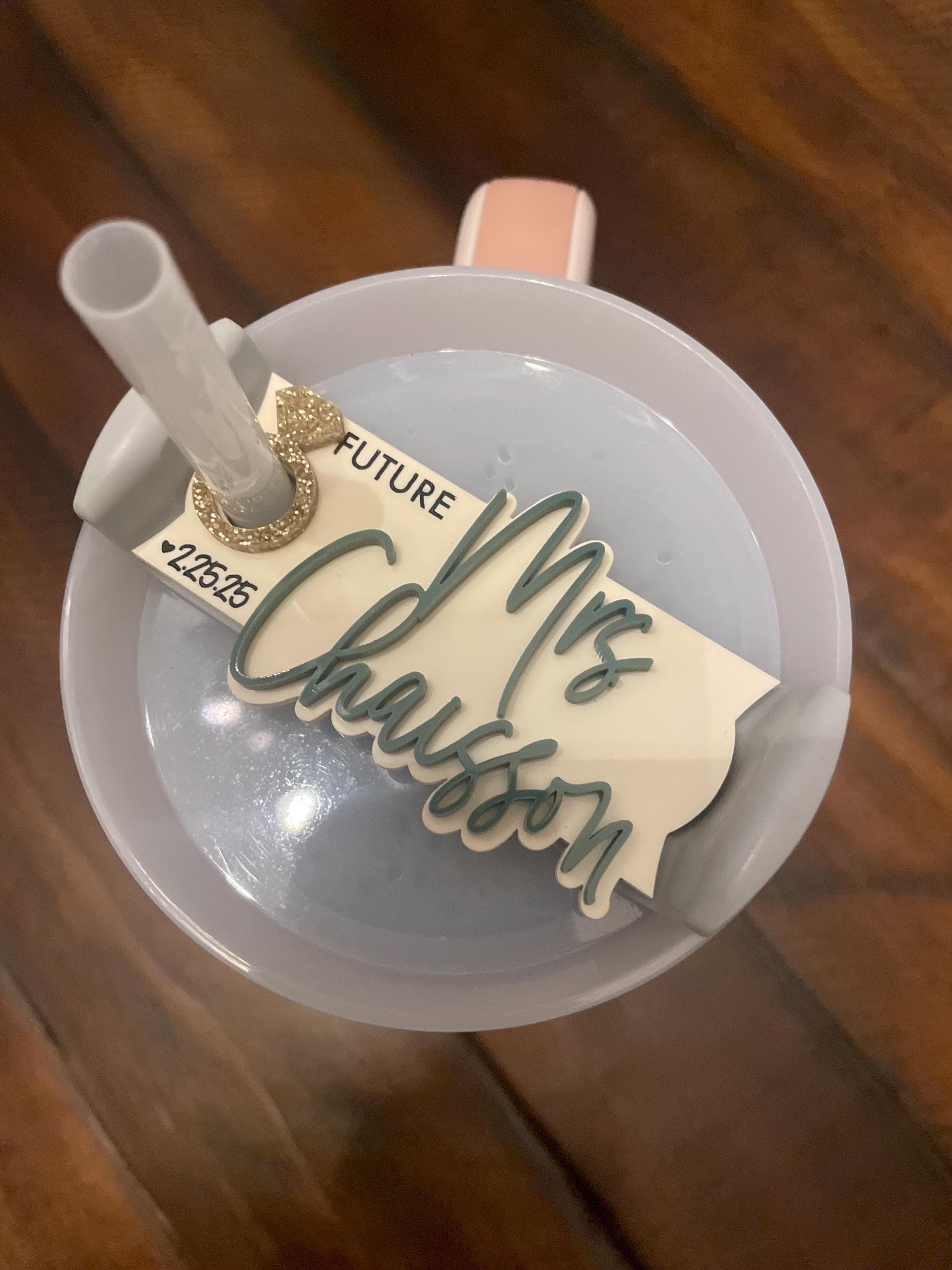 Future Mrs Gift, Future Mrs Cup Name Plate, Bride to Be Gift, Future Name Plate, Tumbler Topper for Bride to Be, Engagement Gift