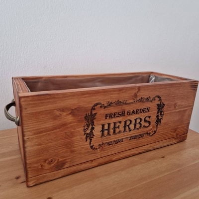 Curated visual reference: Rustic Wood Planter Box Indoor Herb Planter Rustic Kitchen Herb Photo Inspiration