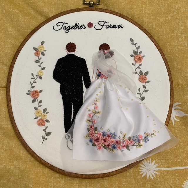 花嫁と花婿のためのパーソナライズされたウェディング刺繍キット 花嫁と花婿のためのパーソナライズされたウェディング刺繍キット