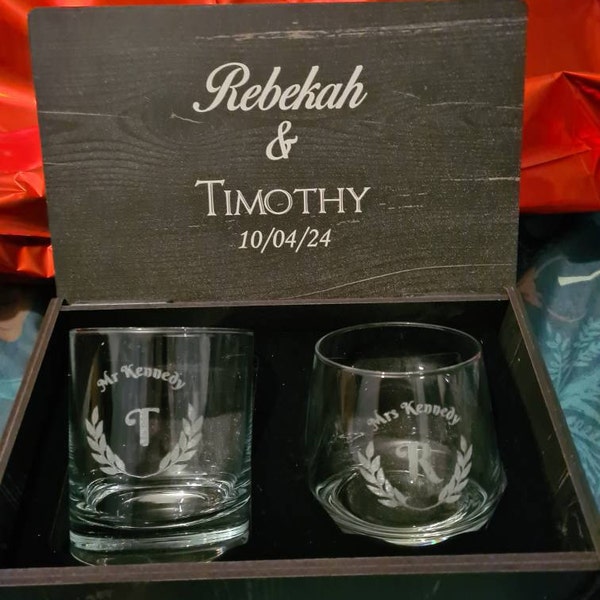 Personalized Wine and Whiskey Glass Set ,wedding Gifts for the Couple ...