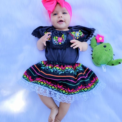 Baby Girl Mexican Outfit black off the Shoulder - Etsy