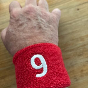 Unisex Red Sports/athletic With Number Embroidery Sweat Wristband