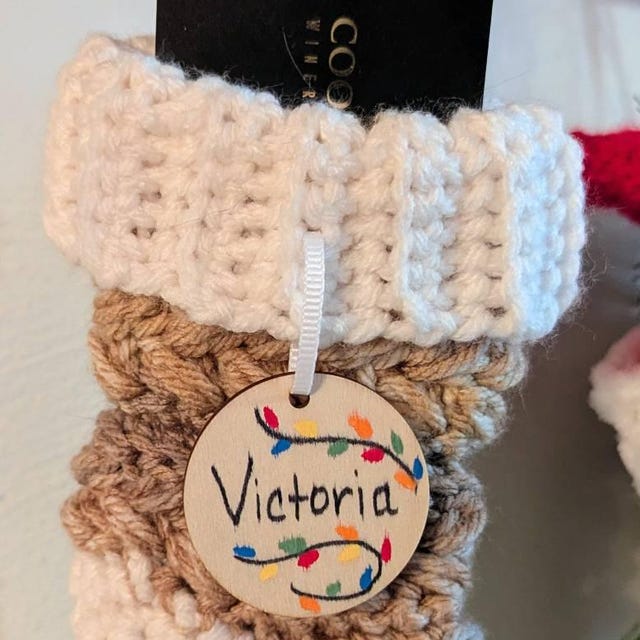 A customer's finished Wheat Stitch Mini Stocking Crochet Pattern