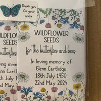 Personalised Wildflower Seed Packets Envelopes X 50 Funeral Seed ...