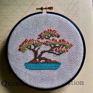 Beginner Cross Stitch Kit: Bonsai Tree / Custom Embroidery Design Pattern /  DIY Craft Kits for Adults / Digital Download / Asian Hoop Art 