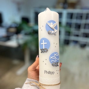 THUN Krippenfigur 2022 - Kind Mit Apfel In Blau, Handbemalte Keramik Für Weihnachtskrippe