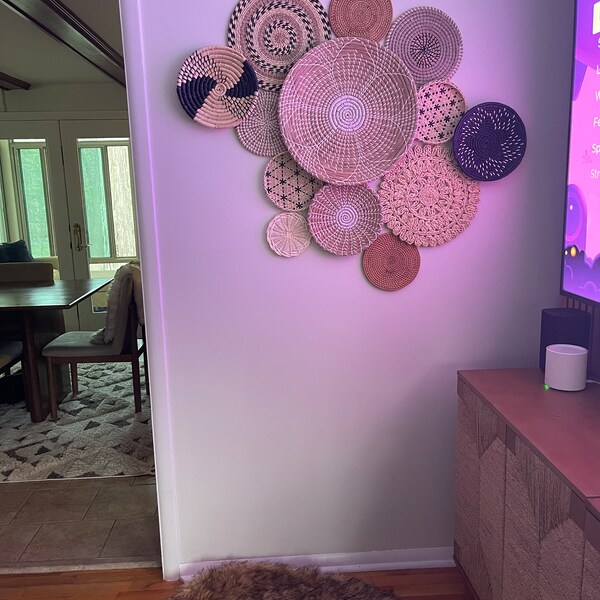 Set of 13 Basket Wall Decor, Boho Wall Decor, Boho Wall Art, Wicker