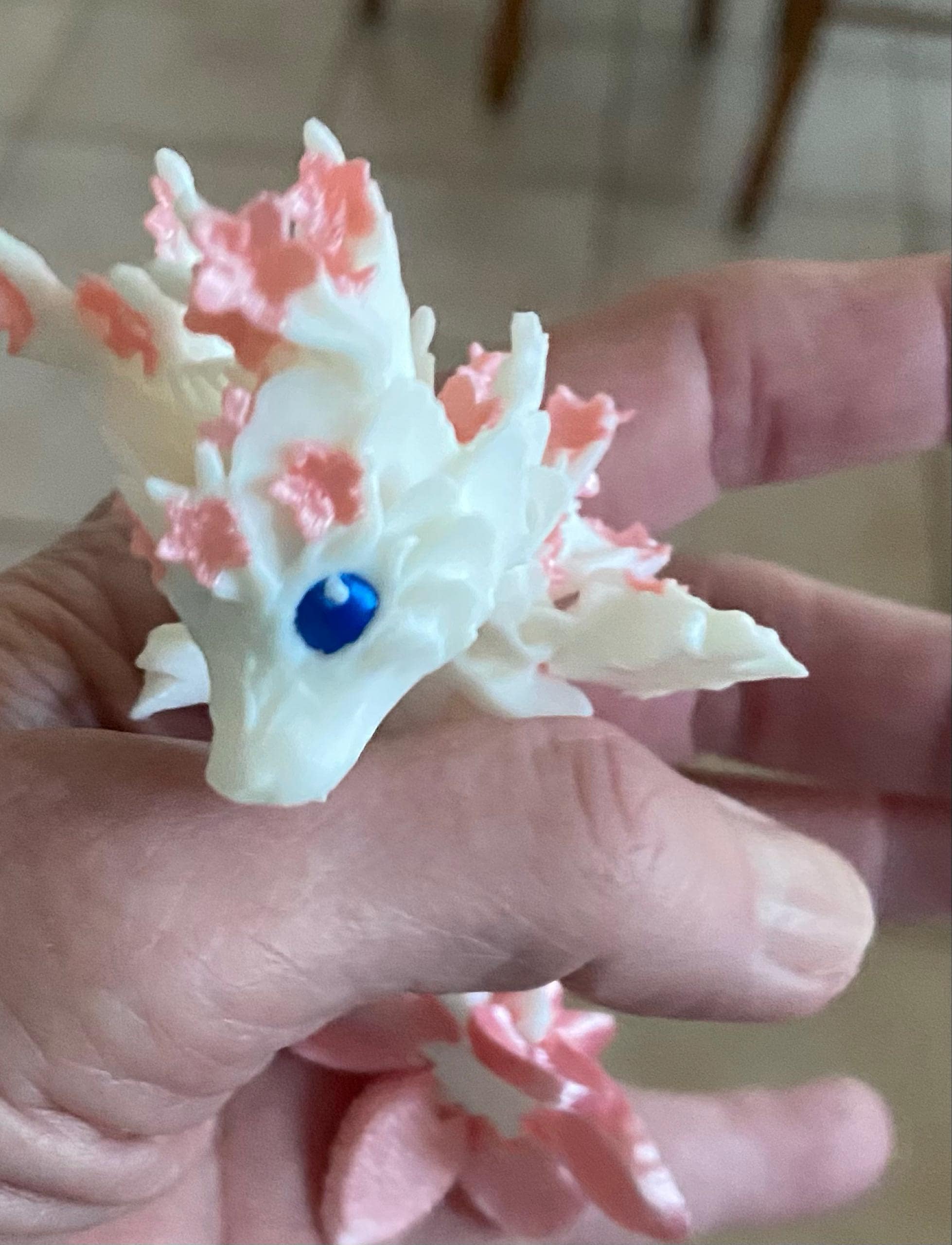 Cherry Blossom BABY Dragon with Dragon Egg - 3D Printed and Fully Articulated 6-inch-long Dragon, Sensory Toy, Fidget Toy, Stocking Stuffer