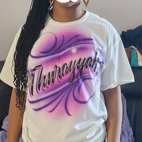 T Shirt Script Writing Airbrush T Shirt Script Swirly Name - Etsy