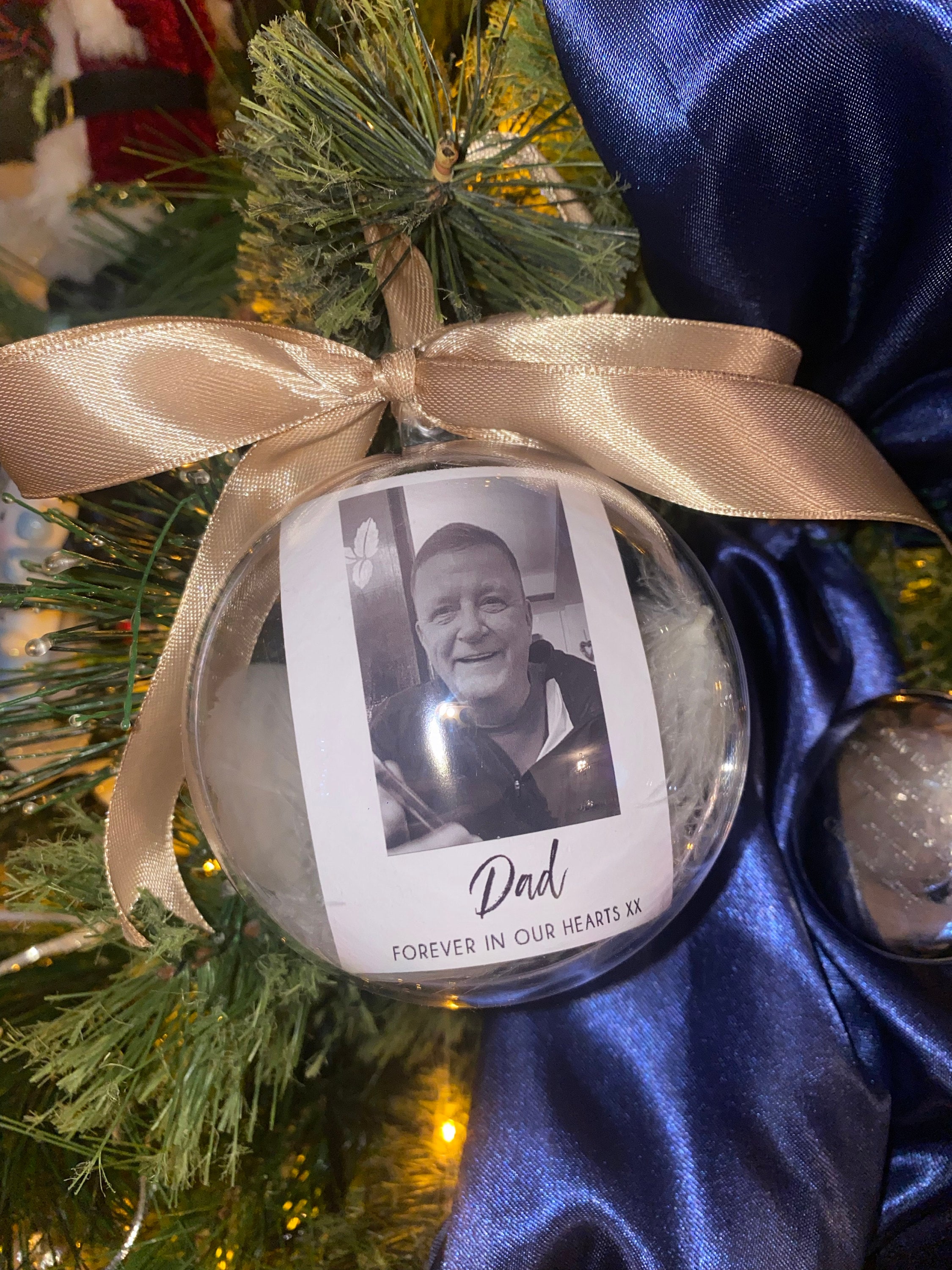Personalised Photo Memorial Memory Christmas Feather Bauble - Special Memory Bauble - Photo Bauble - Decoration Bauble