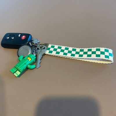 Checkerboard Pattern Keychain Wristlet / Key Fob / Checker Print ...