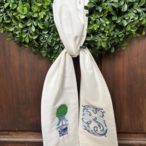 Custom Wreath Sash - Initial Topiary - Etsy
