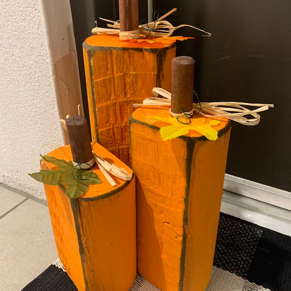 Rustic Wooden Pumpkins, Pumpkin Decor, Rustic Thanksgiving Decor ...