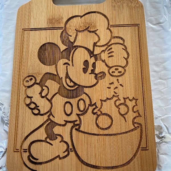 Mickey Mouse Chef Cooking Inspired Cheese, Cutting Wood Board Foodie ...