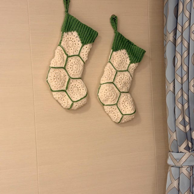 A customer's finished Hexagon Granny Stocking Crochet Pattern