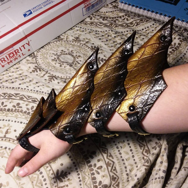 Dragon Scale Leather Gauntlets: Custom LARP Cosplay Armor - Etsy