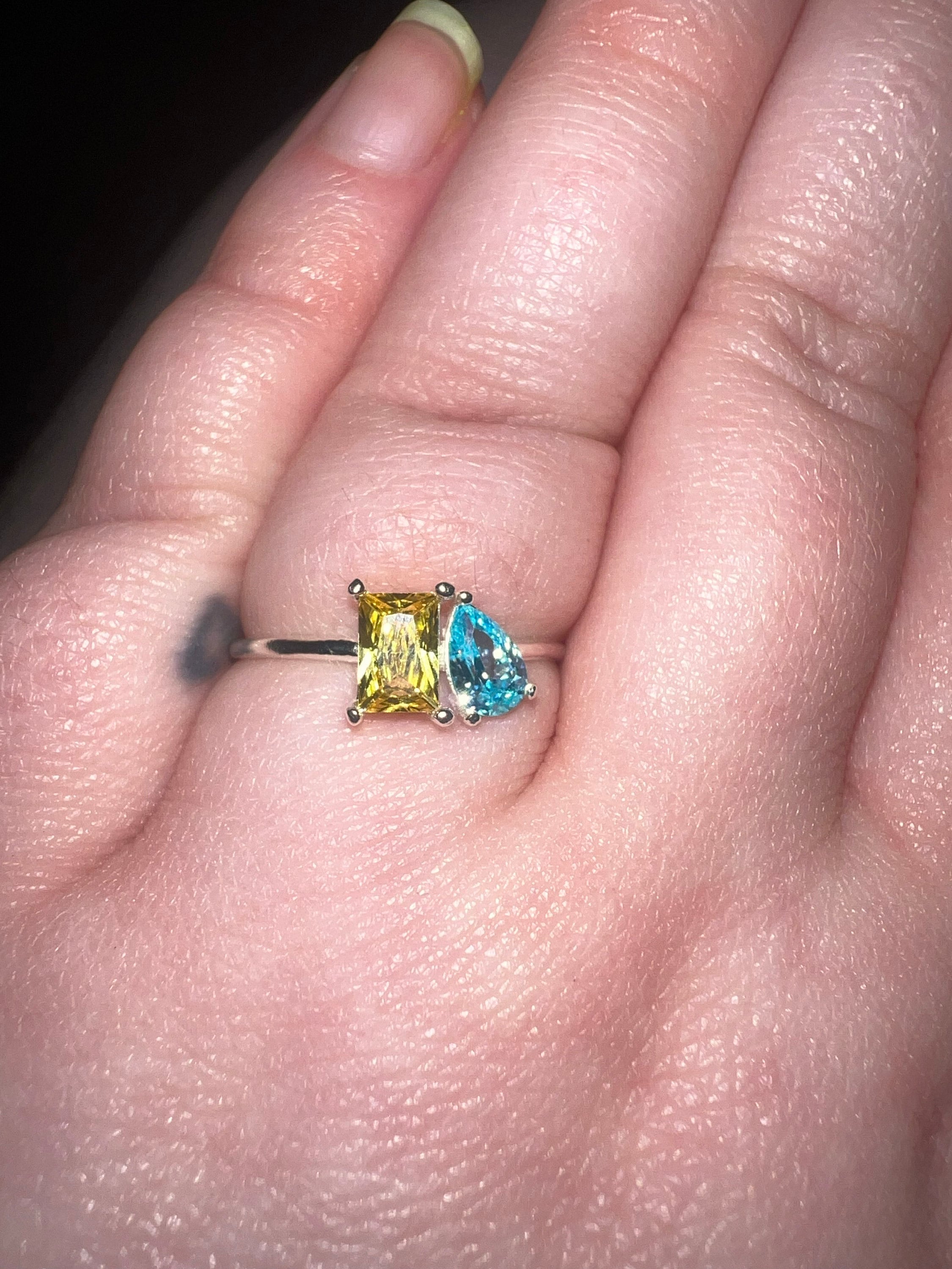 Emerald & Pear Cut Birthstone Ring by Caitlyn Minimalist • Custom Toi et Moi Gemstone Ring • Vintage Jewelry • Perfect Couples Gift • RM124
