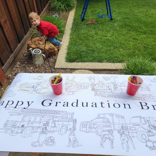 Personalized Fireman Birthday Decorations Coloring Table Runner ...