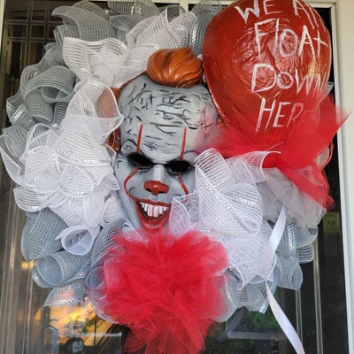 Pennywise Wreath. IT Wreath. Halloween Wreath. Youll Float Too. Horror ...