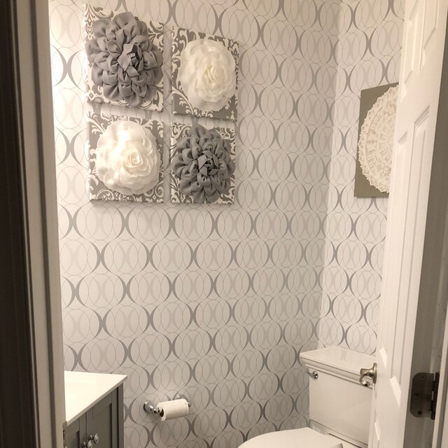 Gray Damask Print Wall Art Bathroom Set Decor Bathroom Print Etsy