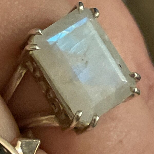 Natural Rainbow Moonstone Ring For Men & Women - 925 Sterling Silver Birthstone Ring, Handmade, Sizes 4-12 - View #7