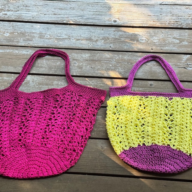 A customer's finished Willow Mesh Market Bag Crochet Pattern + Video Tutorial