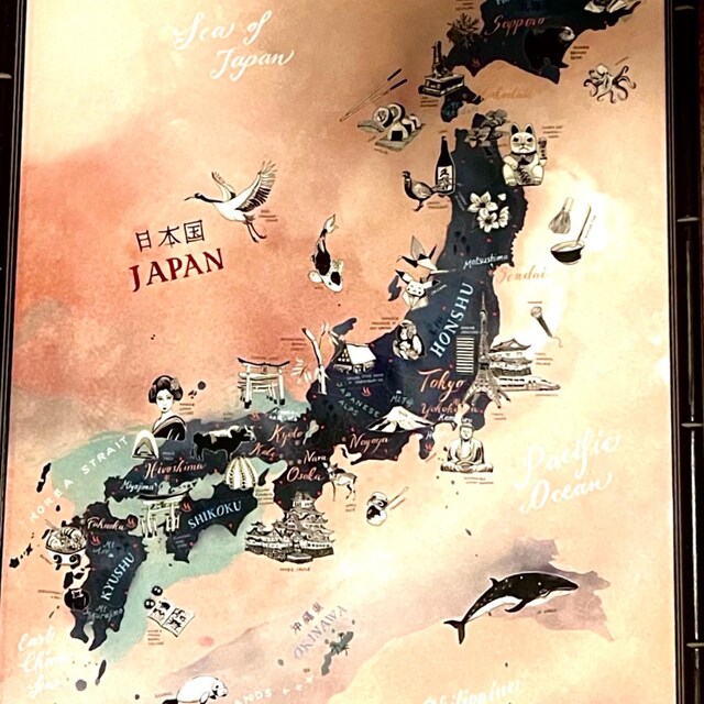 日本地図、アートプリント、日本のイラスト地図、旅行イラストポスター