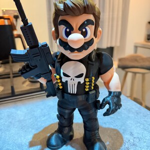 Punisher - Mario - Super Mario Bros - 3D Printed Figure - 2 Sizes